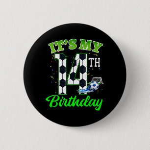 Badge Rond 5 Cm Anniversaire 14 ans Football Garçon Fille Enfants