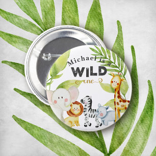 Badge Rond 5 Cm Anniversaire animal sauvage d'une Jungle