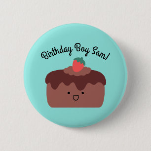 Badge Rond 5 Cm Anniversaire   Bouton de gâteau au chocolat Brown