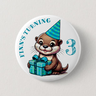 Badge Rond 5 Cm Anniversaire Boy Otter Thème Anniversaire Personna