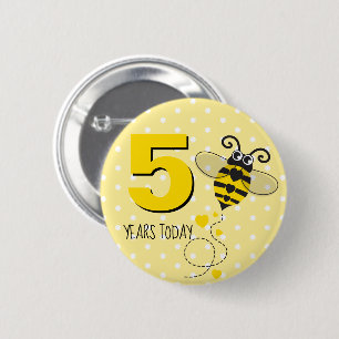 Badge Rond 5 Cm Anniversaire d'abeilles 5 ans aujourd'hui de
