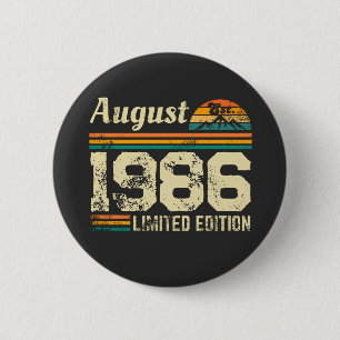 Badge Rond 5 Cm Anniversaire d'août année personnalisée