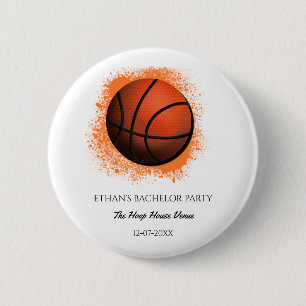 Badge Rond 5 Cm Anniversaire de basketball orange blanc / fête de 