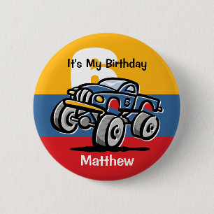 Badge Rond 5 Cm Anniversaire de camion de monstre 6ème