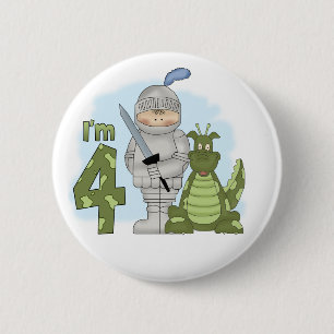 Badge Rond 5 Cm Anniversaire de chevalier de dragon 4ème