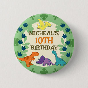 Badge Rond 5 Cm Anniversaire de dinosaure pour enfants