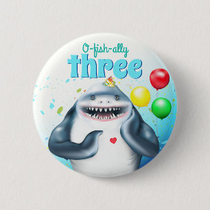 Badge Rond 5 Cm Anniversaire de enfant de thème requin