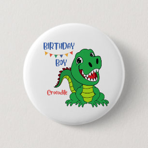 Badge Rond 5 Cm anniversaire de garçon de crocodile, anniversaire 