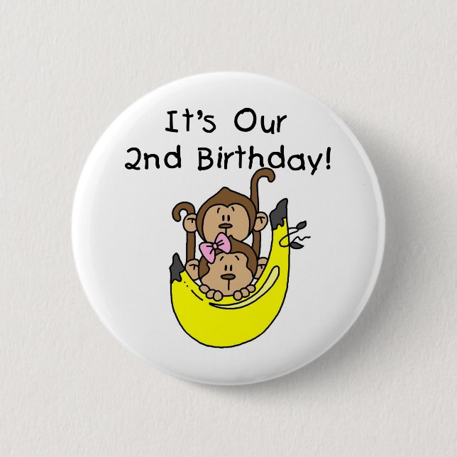 Badge Rond 5 Cm Anniversaire de garçon et de fille de singe de (Devant)