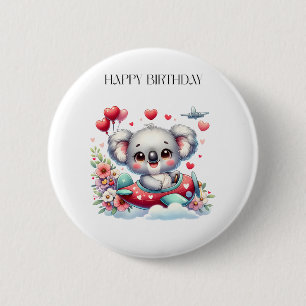 Badge Rond 5 Cm Anniversaire de Koala Pilote