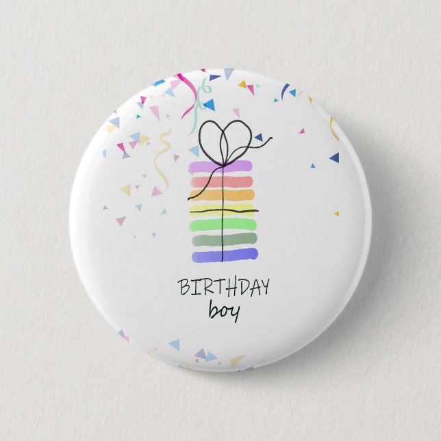 Badge Rond 5 Cm Anniversaire de la brosse avec Confetti (Devant)