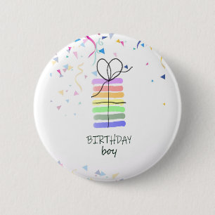Badge Rond 5 Cm Anniversaire de la brosse avec Confetti