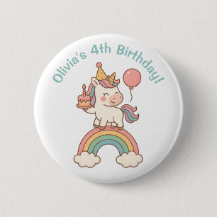 Badge Rond 5 Cm Anniversaire de la licorne
