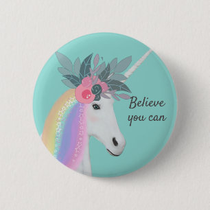 Badge Rond 5 Cm Anniversaire De L'Arc En Ciel De L'Unicorne, Croye