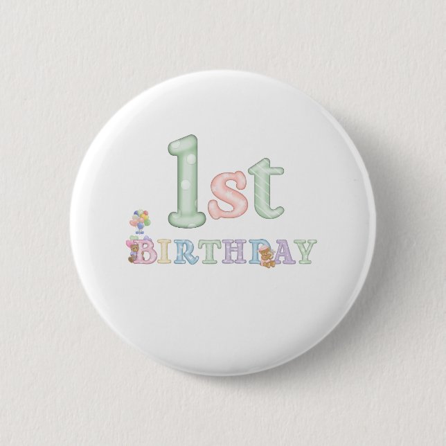Badge Rond 5 Cm Anniversaire de lettres de pastel ęr (Devant)
