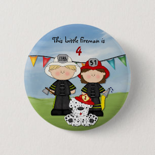 Badge Rond 5 Cm Anniversaire de Little Fireman - Personnaliser
