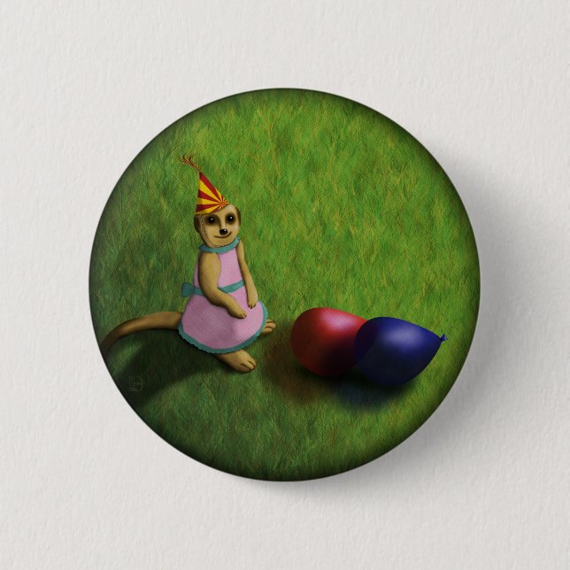 Badge Rond 5 Cm Anniversaire de Meerkat, bouton (Devant)