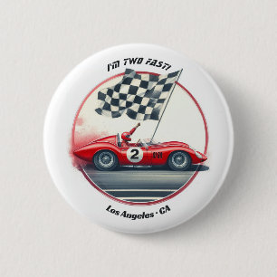 Badge Rond 5 Cm Anniversaire de voiture de course personnalisable