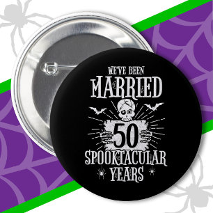 Badge Rond 5 Cm Anniversaire du 50e Mariage de Spooktacular d'Hall