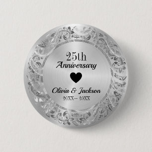 Badge Rond 5 Cm Anniversaire du Mariage d'argent