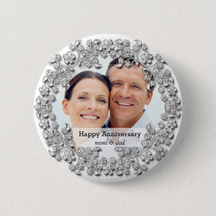 Badge Rond 5 Cm Anniversaire du mariage Diamond avec photo