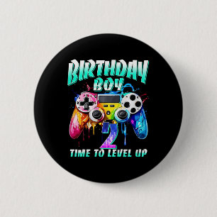 Badge Rond 5 Cm Anniversaire Enfant Garçon Moment de Passer au Niv