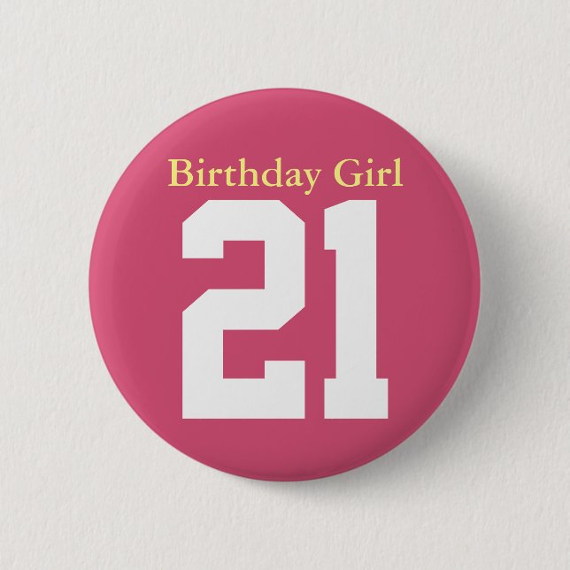 Badge Rond 5 Cm Anniversaire Fille 21 (Devant)