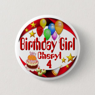 Badge Rond 5 Cm Anniversaire Fille Nom personnalisé et âge Anniver