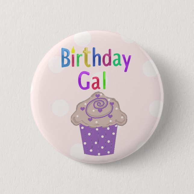 Badge Rond 5 Cm Anniversaire Gal Polka Dot Cupcake (Devant)