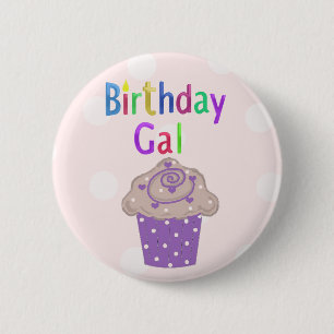 Badge Rond 5 Cm Anniversaire Gal Polka Dot Cupcake