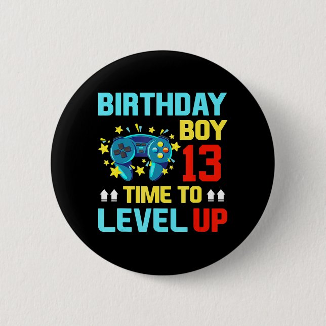 Badge Rond 5 Cm Anniversaire Garçon 13 13 Ans Jeux Vidéos Cadeaux  (Devant)