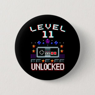 Badge Rond 5 Cm Anniversaire Garçon Niveau 11 Déverrouillé Jeu Vid