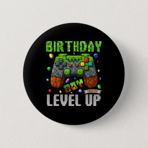 Badge Rond 5 Cm Anniversaire Garçon Temps De Monter Pixel Joueur A