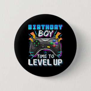 Badge Rond 5 Cm Anniversaire Garçon Temps De Niveau Up Video Jeu A