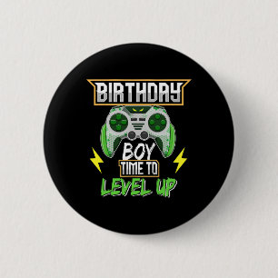 Badge Rond 5 Cm Anniversaire Garçon Temps De Niveau Up Video Jeu A