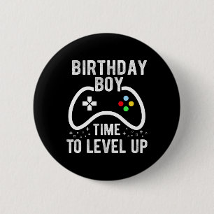 Badge Rond 5 Cm Anniversaire Garçon Temps De Niveau Up Video Jeu A