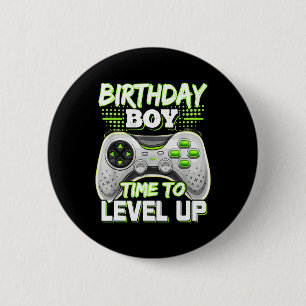 Badge Rond 5 Cm Anniversaire Garçon Temps De Niveau Up Video Jeu A