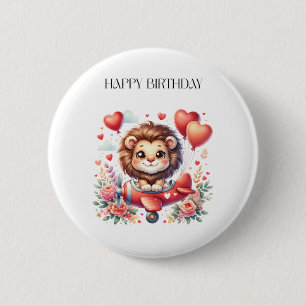 Badge Rond 5 Cm Anniversaire Lion Volant