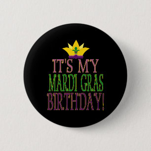Badge Rond 5 Cm Anniversaire Mardi Gras - Thème de fête Mardi Gras