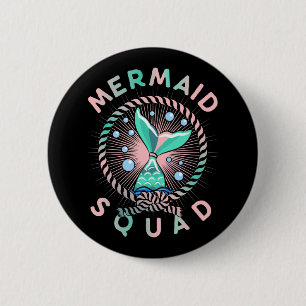 Badge Rond 5 Cm Anniversaire Mermaid Squad Père Enfants Maman
