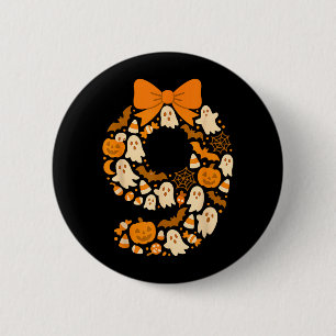 Badge Rond 5 Cm Anniversaire mignon de neuvième Halloween numéro n