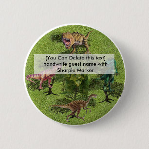Badge Rond 5 Cm Anniversaire Nom Pin Faveurs pour Dinosaures Parti