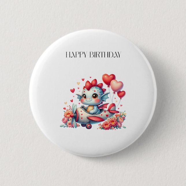 Badge Rond 5 Cm Anniversaire Pilote de Dragon (Devant)