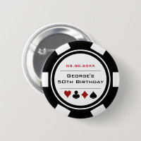 Anniversaire Poker Chip Casino Thème Blanc Noir