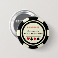 Anniversaire Poker Chip Casino Thème Rouge Noir