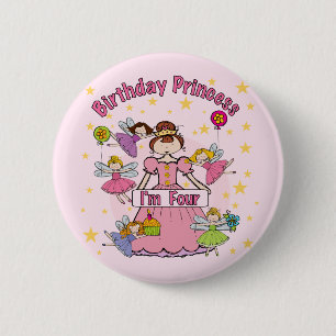 Badge Rond 5 Cm Anniversaire Princesse Je suis quatre t-shirts et 