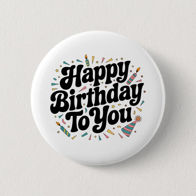 Badge Rond 5 Cm Anniversaire Rétro Confettis (Devant)