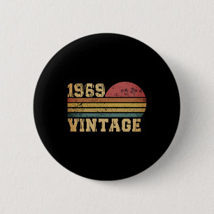 Badge Rond 5 Cm Anniversaire Rétro Vintage Coucher de soleil 1969