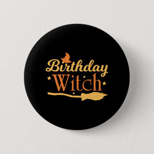 Badge Rond 5 Cm Anniversaire Sorcière Halloween Anniversaire