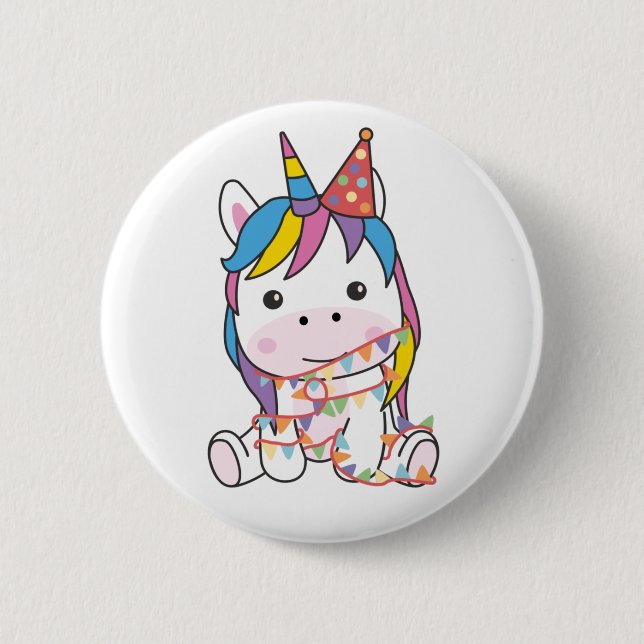 Badge Rond 5 Cm Anniversaire Unicorn Pour Enfants Un Bouton Annive (Devant)